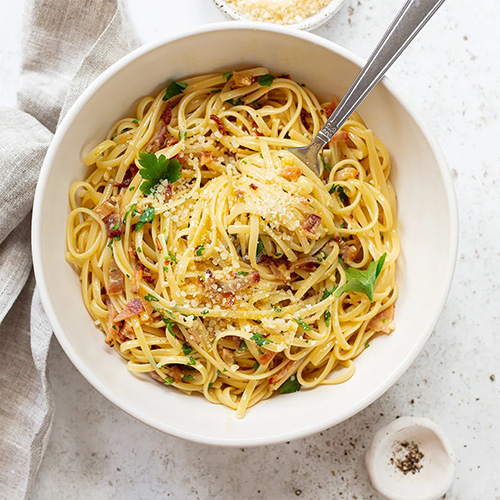 freshly made Carbonara Pasta